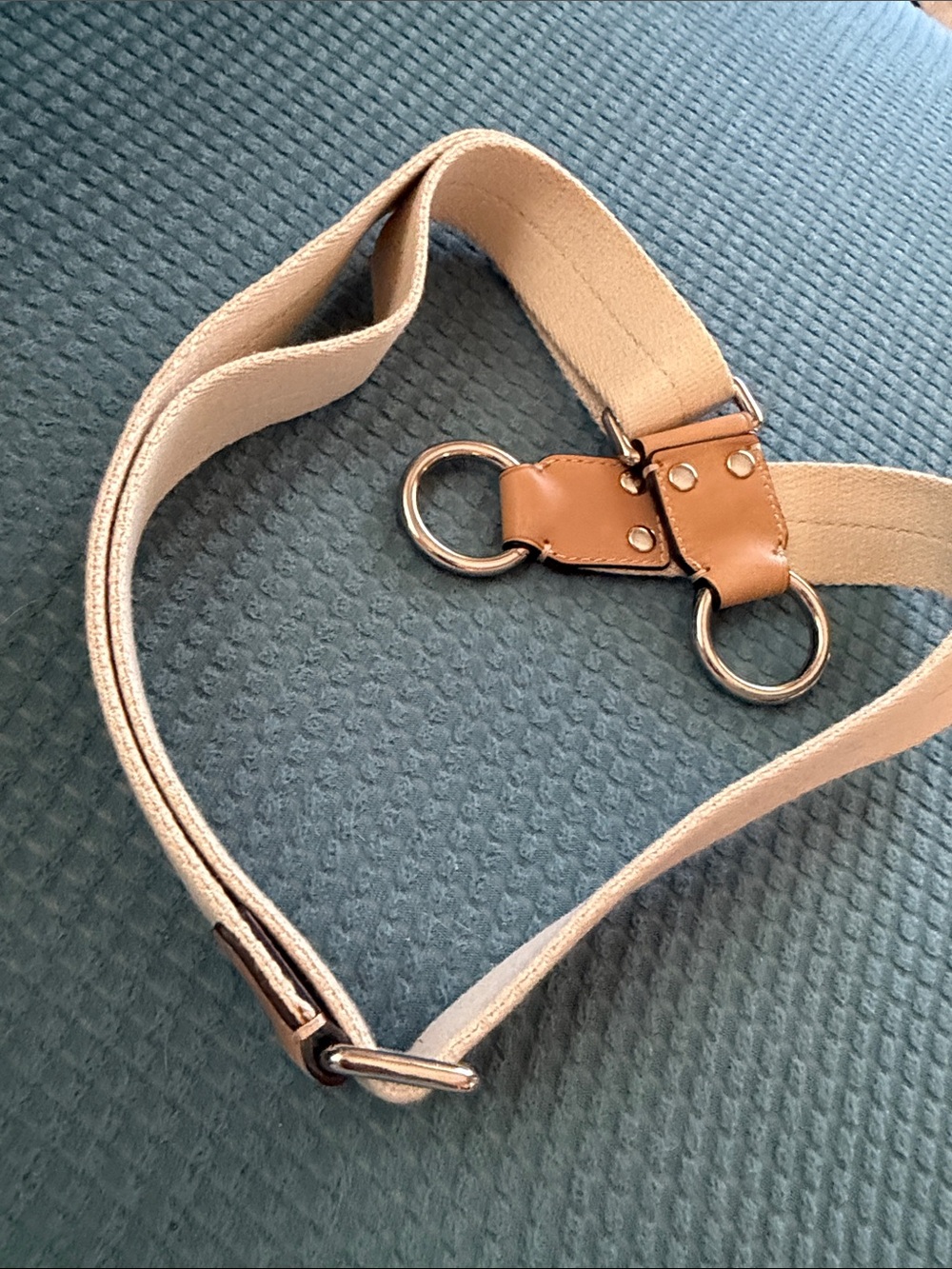 Coach Beige Canvas crossbody strap with Tan Leather Accents